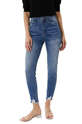Kan Can Women's Mid Rise Distressed Ankle Skinny Jeans (M, 3/25) | Amazon (US)