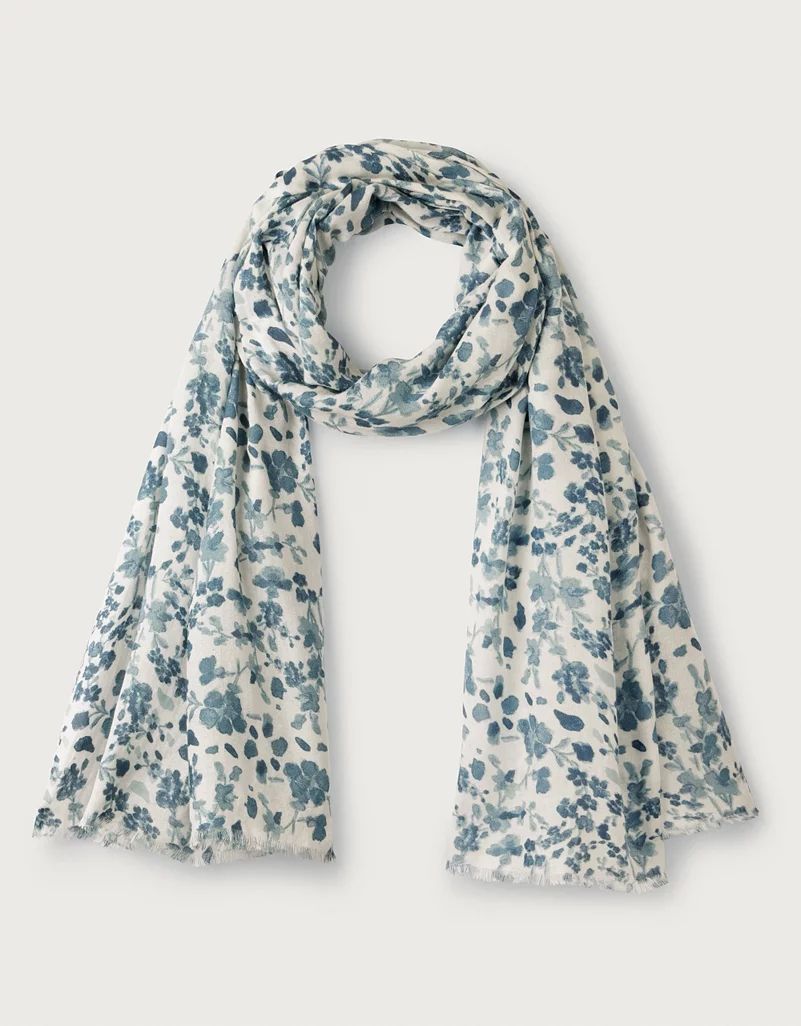 Floral TENCEL™ Modal-Wool Scarf | The White Company (US & CA)