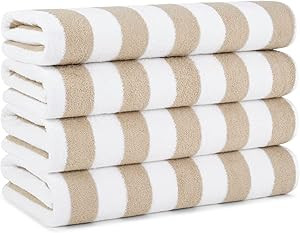 Arkwright California Cabana Stripe Beach Towel - Pack of 4 - Large Soft Quick Dry Cotton Terry To... | Amazon (US)