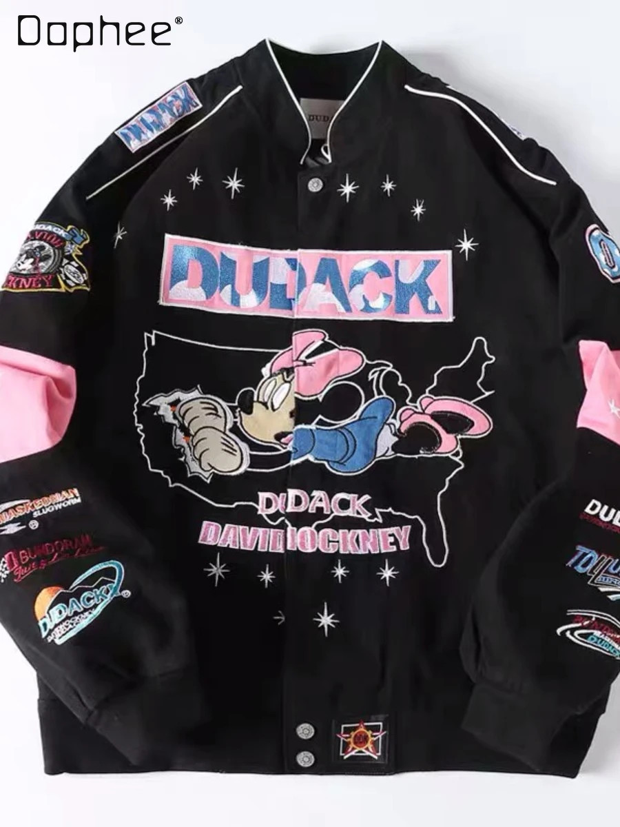Winter Clothes Women Cartoon Embroidery Autumn New Jacket Couples Student Loose Fashion Brand and... | AliExpress (US)
