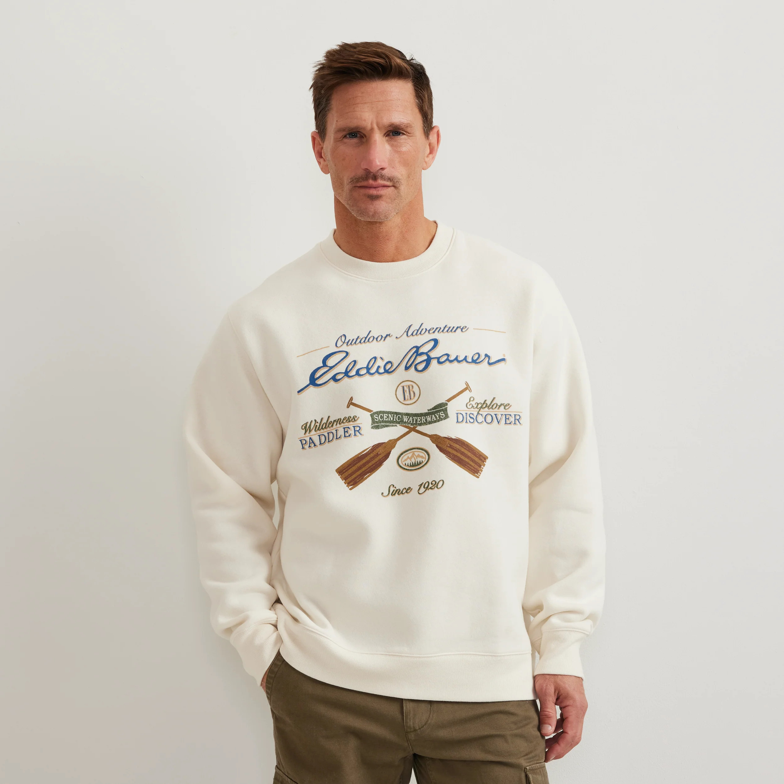 Men's Vintage Soft Paddle Crew - Ivory / Tall / XXL | Eddie Bauer US & CA