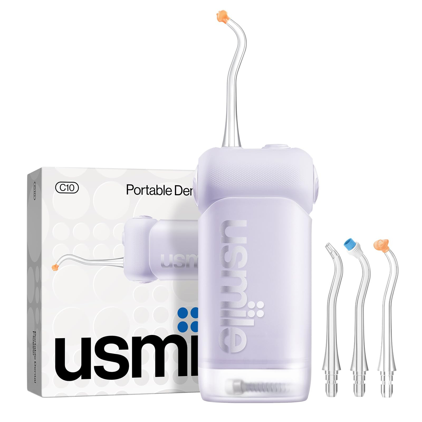 usmile C10 Portable Water Flosser for Travel – Mothers Day Gifts, 95-Day Battery, 4 Modes, 360° Nozzle, 180ml Tank, IPX7 Waterproof, Dentist-Recommended for Braces, Implants & Sensitive Gums(Purple) | Amazon (US)