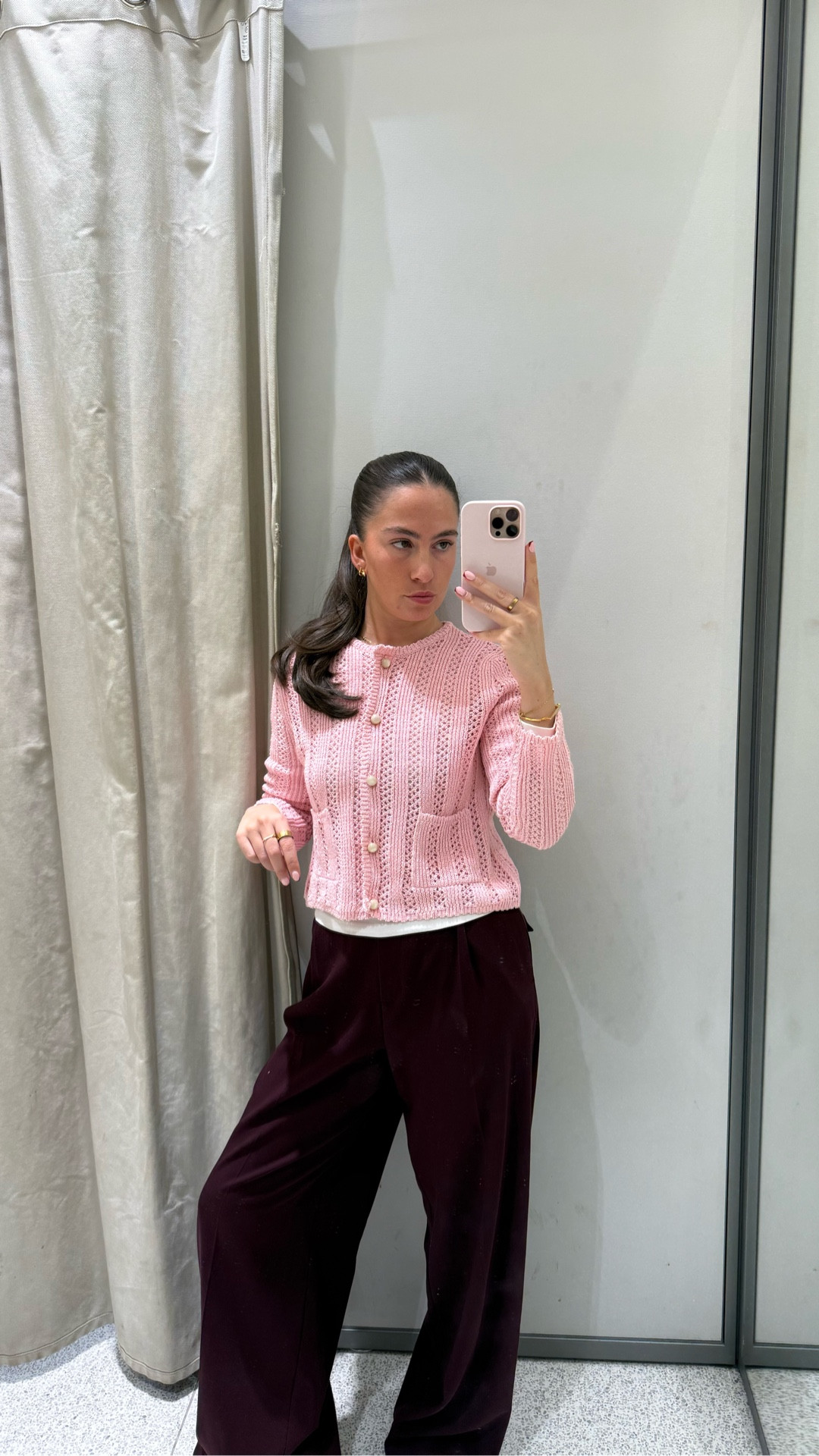 Workwear - spring colour combo - styling - pink knit - crochet jumper - burgundy trousers 

#LTKworkwear #LTKspring #LTKstyletip