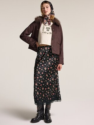 Old Navy x Anna Sui Satin Lace Hem Midi Skirt | Old Navy (US)