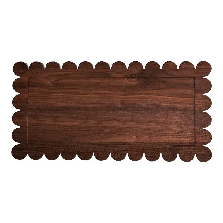 "The Roman" Scalloped Walnut Tray | Chairish