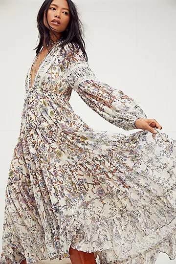 Cassis Printed Chiffon Dress | Free People (Global - UK&FR Excluded)