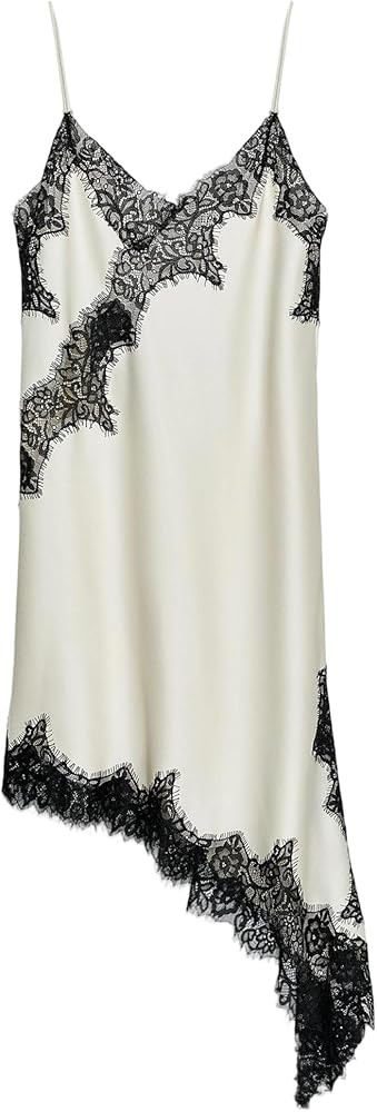 Women's Satin Lace Dress Asymmetric Cocktail Mini Dress Layering Essentials Elegant Dresses Date ... | Amazon (US)