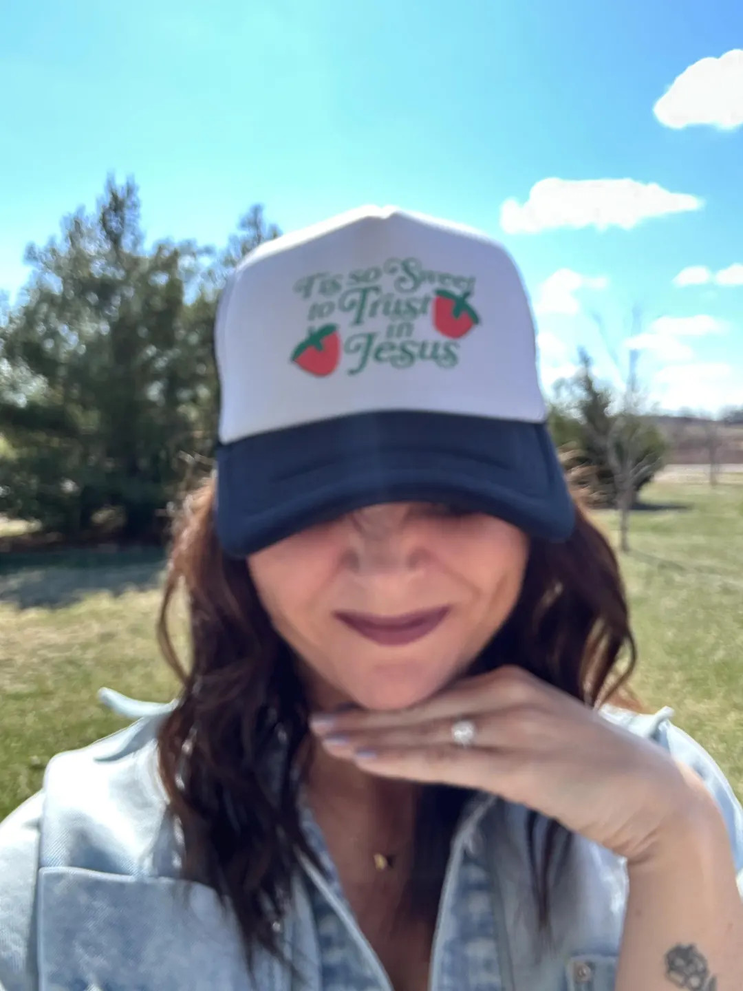 Trendy Trucker Hat for Girls Christian Baseball Cap Hat Women’s Hat Tis so Sweet to Trust in Je... | Etsy (US)