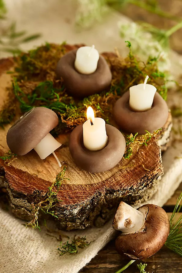 Happy Organics Mushroom Beeswax Candles, Set of 4 | Anthropologie (US)
