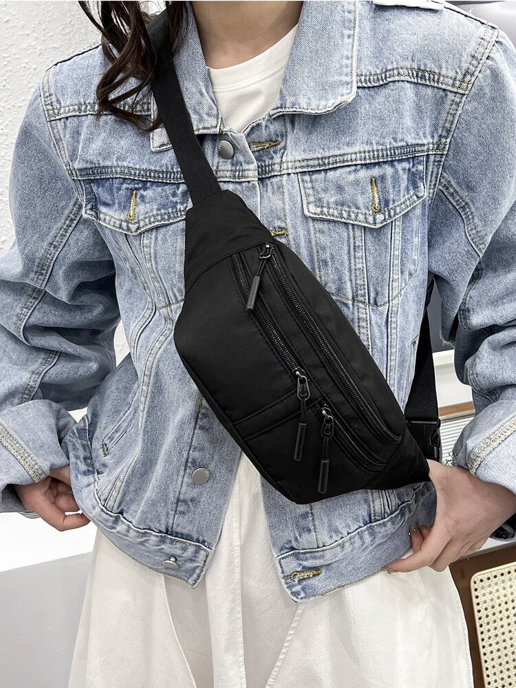 Minimalist Zip Front Waist Bag | SHEIN