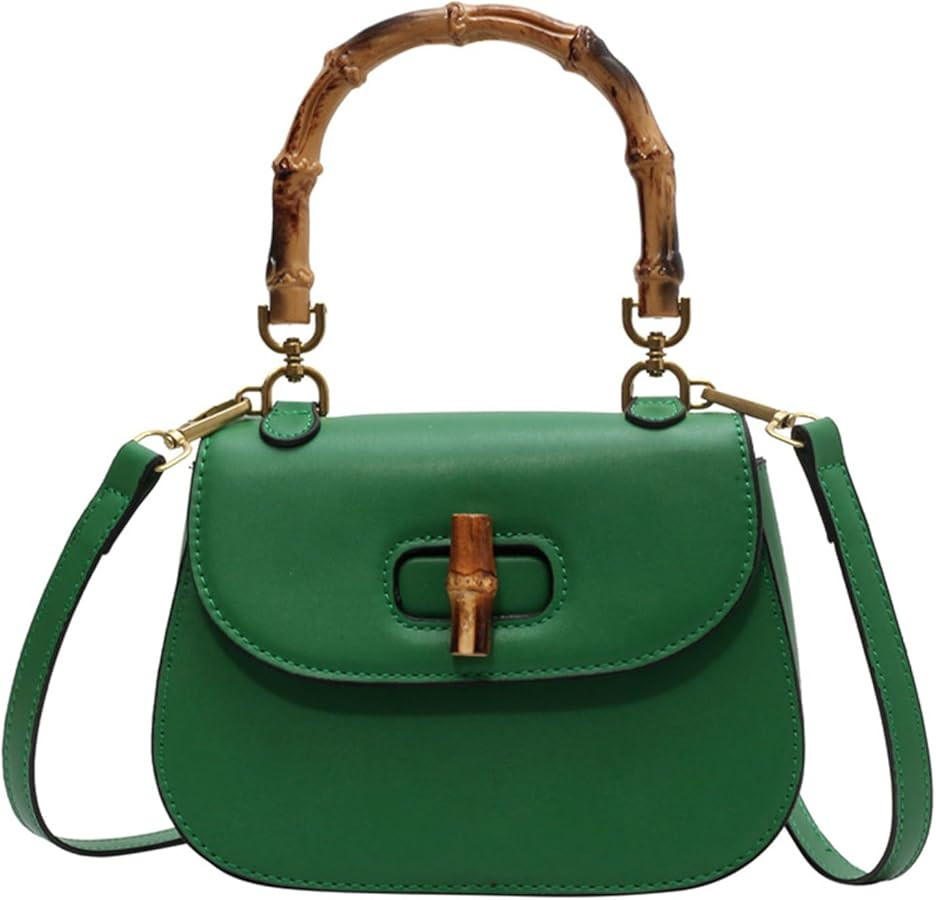 Women'S Leather Tote Handbags,Bamboo Shaped Top Handle Satchel Crossbody Bag Vintage Shoulder Bag | Amazon (US)
