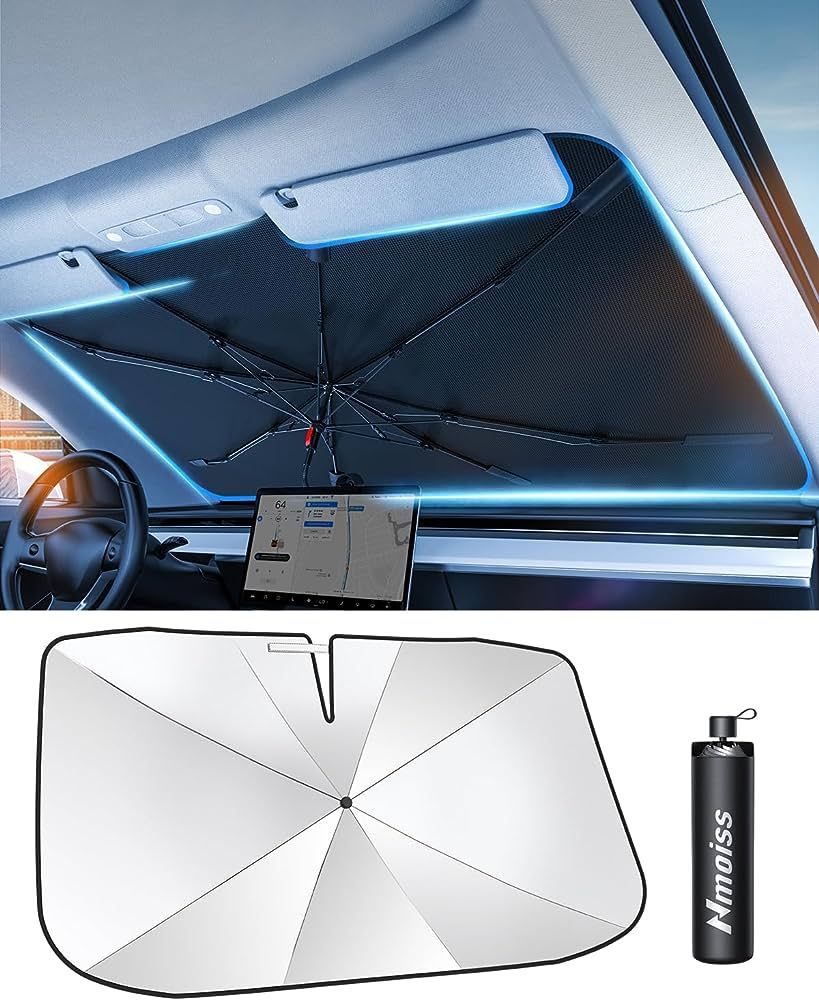 Nmoiss [2023 Upgrade] Car Windshield Sun Shade Umbrella - [Newest Reflective Coating] Protect Car... | Amazon (US)