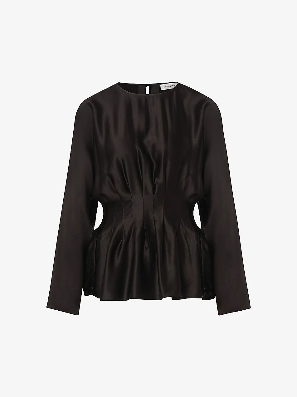 Mila pleated peplum-hems satin blouse | Selfridges