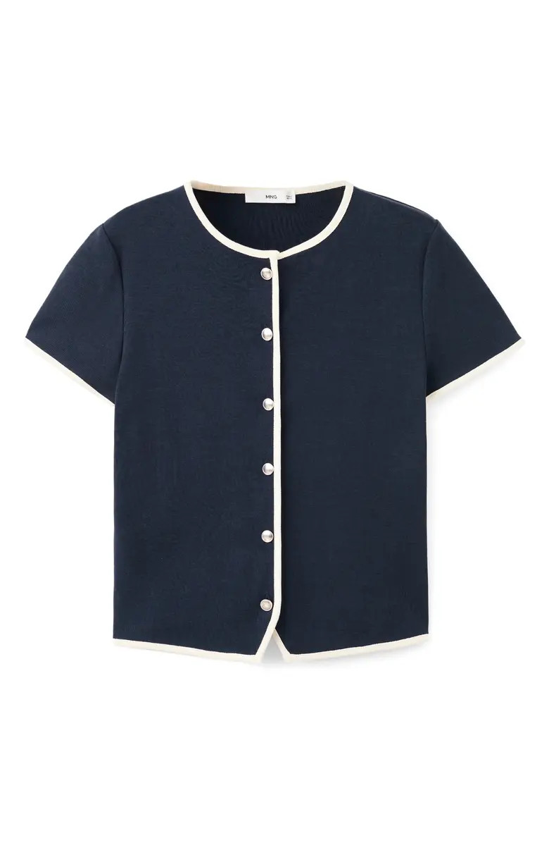 Piped Trim Cotton Button-Up Top | Nordstrom