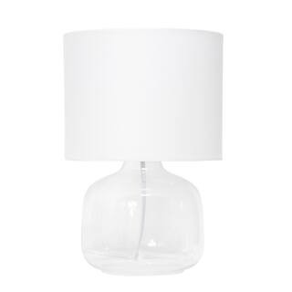 Simple Designs 13.75 in. Clear Glass Table Lamp with White Fabric Shade LT2064-CLW - The Home Dep... | The Home Depot