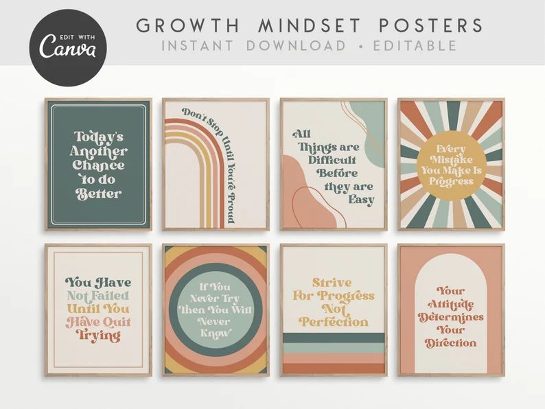 Growth Mindset Editable Classroom Printable Posters Classroom - Etsy Philippines | Etsy ROW