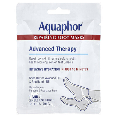 Aquaphor, Repairing Foot Masks, 1 Pair, 0.7 fl oz (20 ml) | iHerb