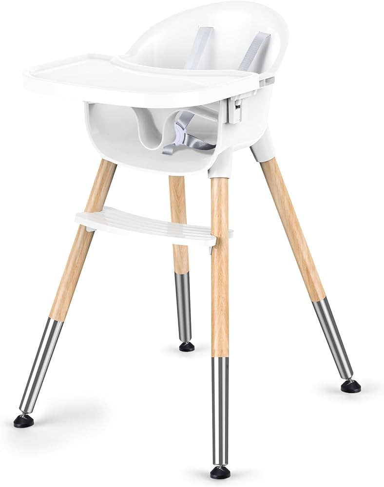 Bellababy Baby High Chair, Classic Wooden Baby High Chair for Babies & Toddlers, 5-Point Harness,... | Amazon (US)