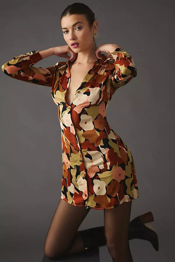 ASTR the Label Floral Shirt Dress By ASTR The Label in Red Size L | Anthropologie (US)