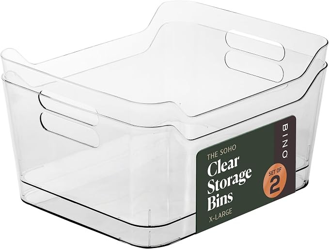 BINO | Plastic Storage Bins, X-Large - 2 Pack, Clear | THE SOHO COLLECTION | Pantry Organizers an... | Amazon (US)
