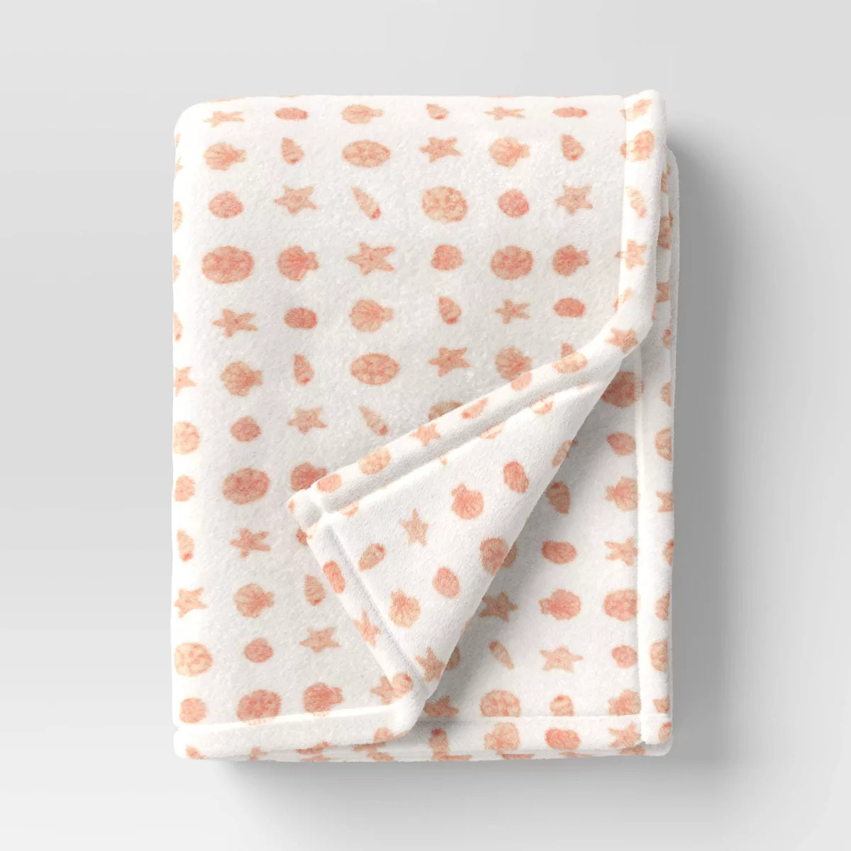 Novelty Recycled Printed Seashells Coral Plush Throw Blanket | Target