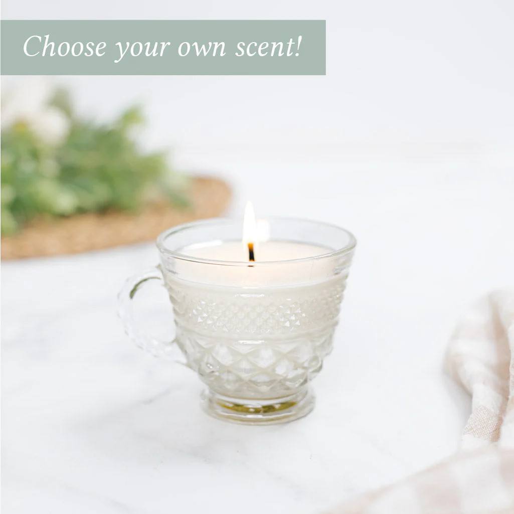 Vintage Clear Teacup | Antique Candle Co.