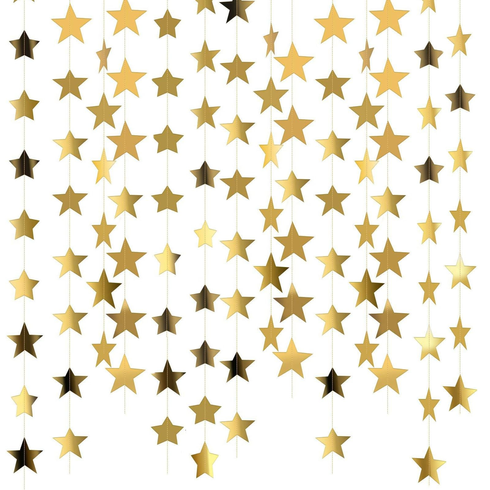 Reflective Star Paper Garland, 65 Feet Gold Star Bunting Party Garland Decorations Glitter Stars ... | Amazon (UK)