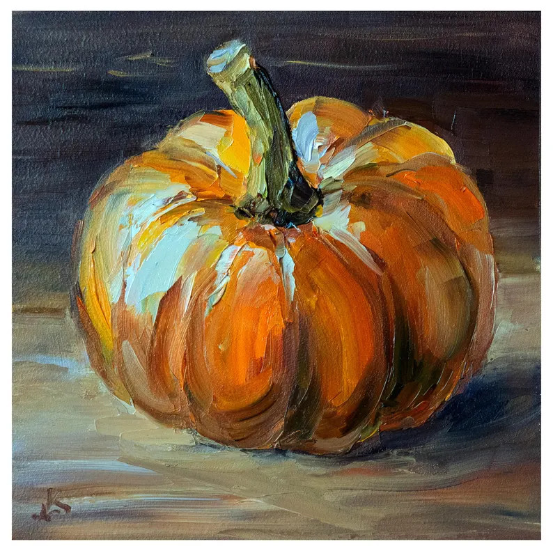 Pumpkin Painting Original art, Vegetable oil Painting, Artwork by Bondareva Nataliia | Etsy (Global)