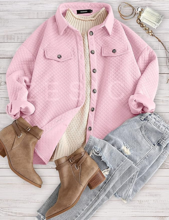 ZESICA Women's Casual Long Sleeve Button Down Loose Lightweight Shacket Shirt Jacket Coat Outerwe... | Amazon (US)