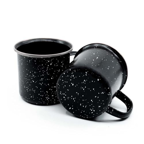 Toughty premium Quality Camping Enamel Mug - Drinking Mugs Vintage for Camping Indoor, Outdoor & Travel Use, Non Toxic & Portable - Classic Design & Easy to Clean & Carry - Set of Two - Black - 16 Oz | Amazon (US)