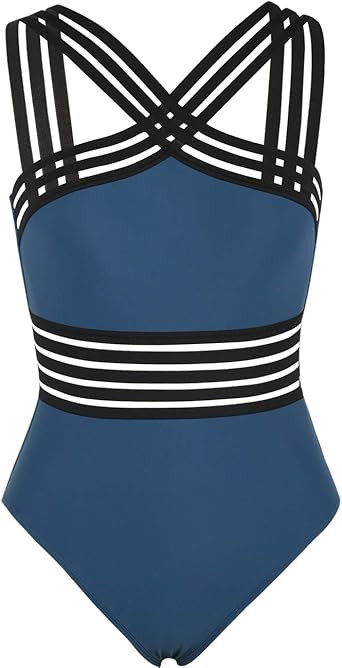 Hilor Women's One Piece Swimwear Front Crossover Swimsuits Hollow Bathing Suits Monokinis | Amazon (US)