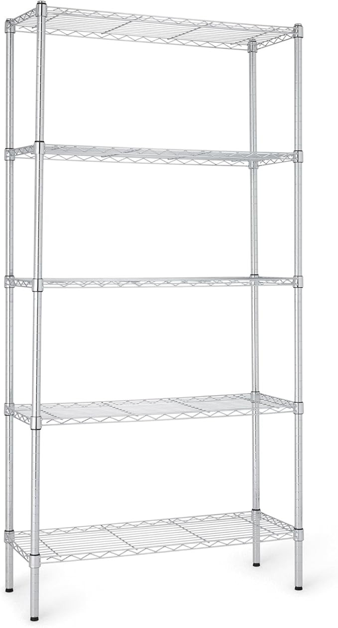 Amazon Basics 5-Shelf Adjustable Heavy Duty Steel Wire Rack Storage Shelving Organizer for Kitche... | Amazon (US)