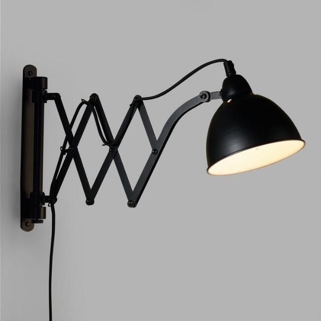 Black Metal Accordion Adjustable Wall Sconce | World Market