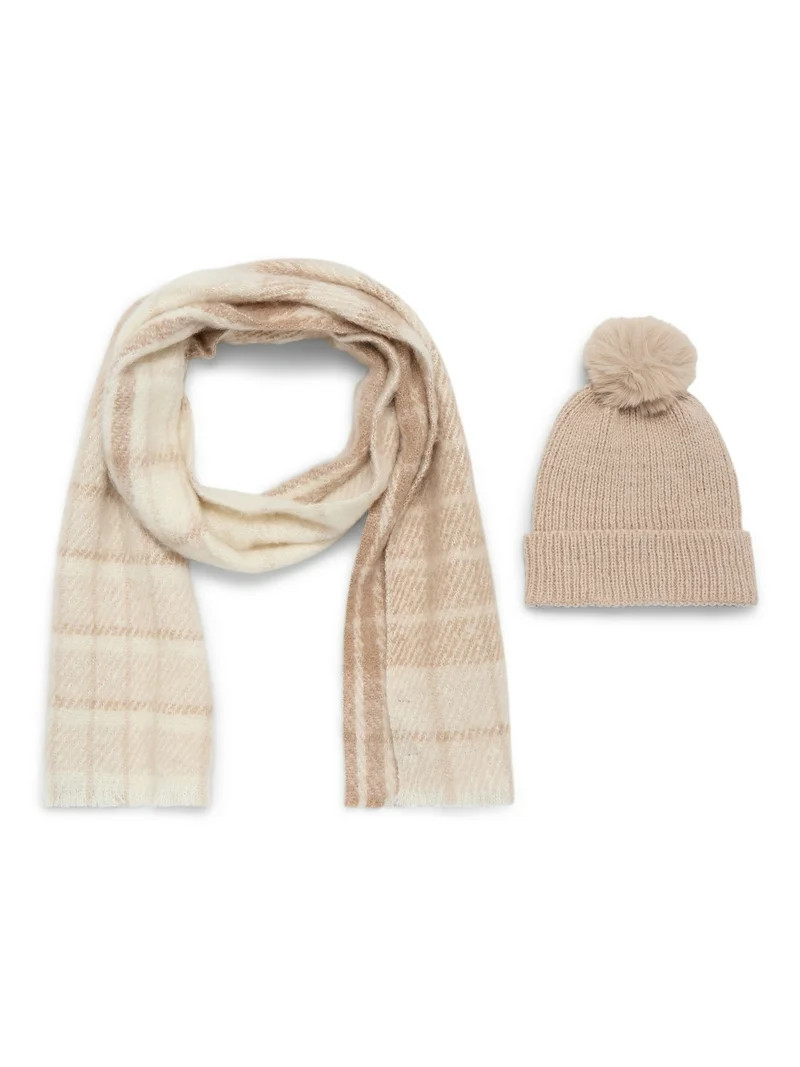 Madden NYC Women's Beanie Hat and Scarf Gift Set, 2-Piece, Tan | Walmart (US)