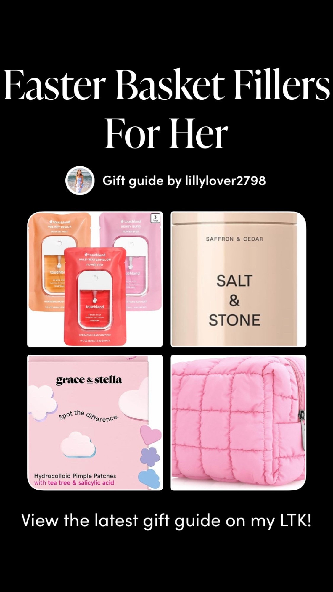 Easter Basket Fillers for Her | Cute + Affordable Gift Ideas

The cutest Easter basket fillers for her 🐰💗
Think beauty, self-care, and fun little luxuries that make the perfect gifts for teens, daughters, friends, or yourself!

All items are affordable, giftable, and easy to add to any Easter basket ✨

My top 30 favorites are linked below. 

easter basket fillers
easter basket ideas 
easter gifts for her
easter basket ideas
teen girl easter basket
self care gifts
beauty gift ideas
small gift ideas
affordable gifts

#easterbasketideas
#eastergifts
#easterbasketfillers
#springgifts
#giftideasforher
#affordablegifts
#selfcaregifts
#beautygifts