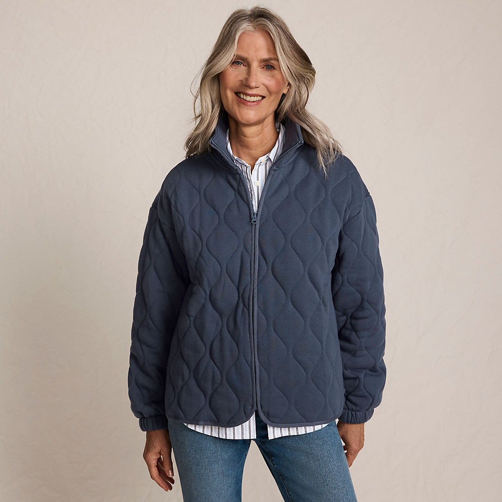 Women's RainDefense Serious Sweats Quilted Full Zip Jacket | Lands' End (US)