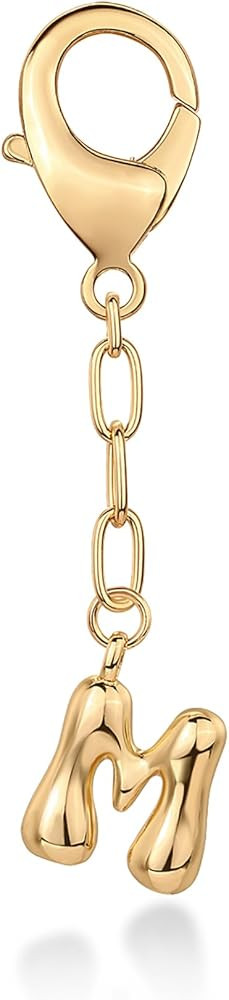 PAVOI 14K Gold Plated Bubble Letter Bag Charm for Handbags - Gold Initial Letter Keychain for Wom... | Amazon (US)