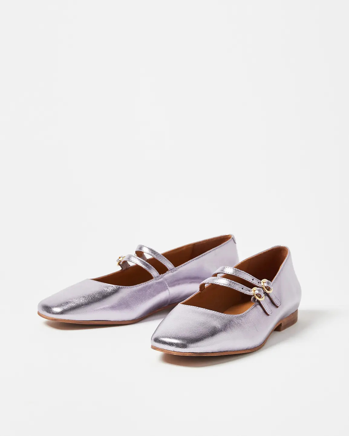 Mary Jane Double Buckle Lavender Metallic Shoes | Oliver Bonas | Oliver Bonas (Global)