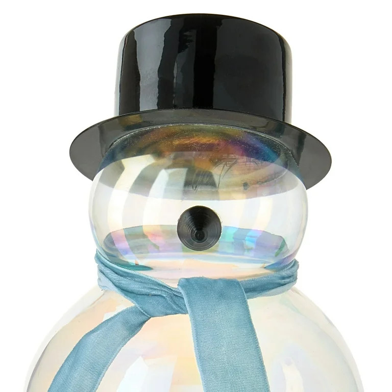 Glass Luster Snowman Christmas Tabletop Decoration, Clear, 13", by Holiday Time | Walmart (US)