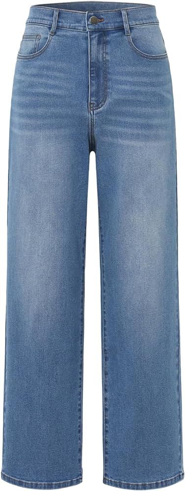 Alessia Cara Women's High Waisted Jeans Straight Leg Stretch Casual Baggy Denim Pants | Amazon (US)