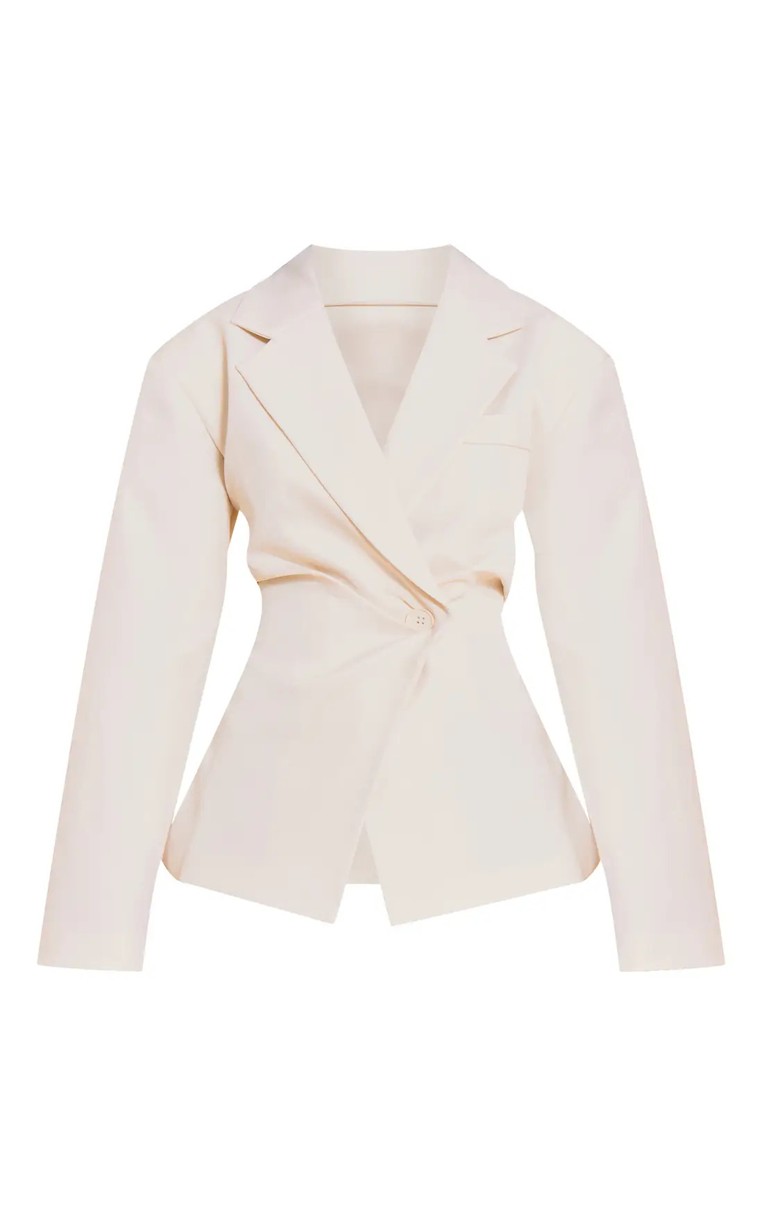 Jackets & Coats | Petite White Tailored Cinched Waist Blazer | PrettyLittleThing | PrettyLittleThing US