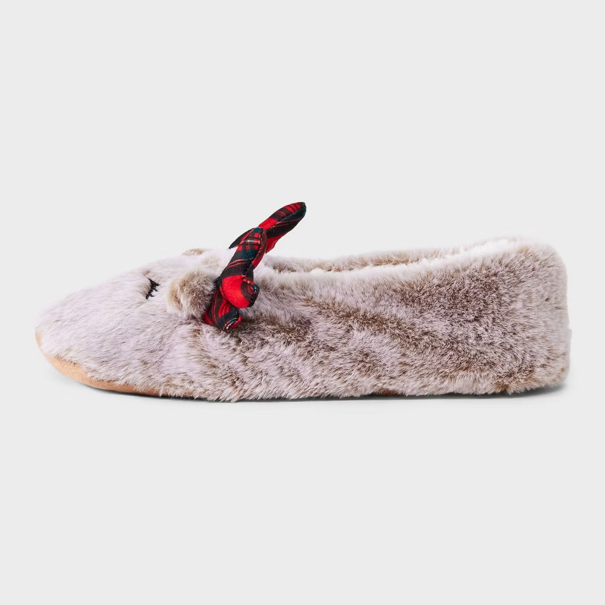 Women's Reindeer Faux Fur Christmas Slipper Socks with Grippers - Wondershop™ Brown | Target