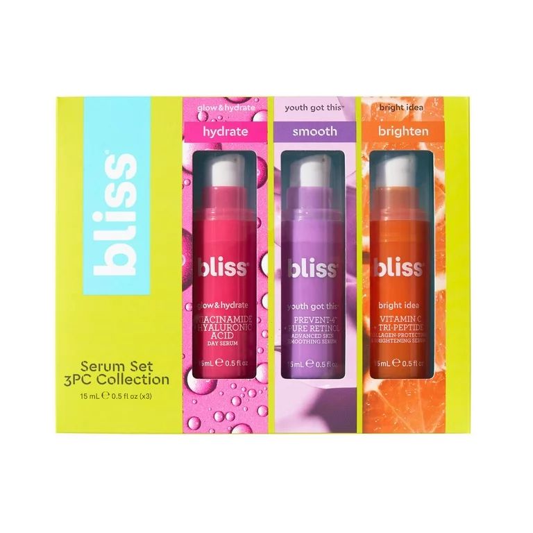 Bliss Mini Serum Kit 3pc Collection, for Hydrating, Smoothing, and Brightening, All Skin Types, 0... | Walmart (US)