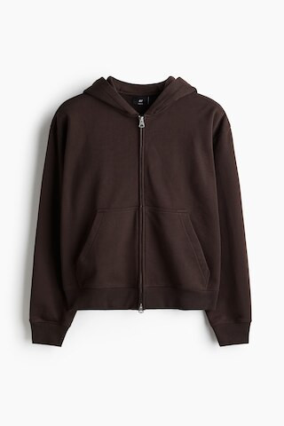 H & M - Loose Fit Boxy-style zip-through hoodie - Brown | H&M (UK, MY, IN, SG, PH, TW, HK)