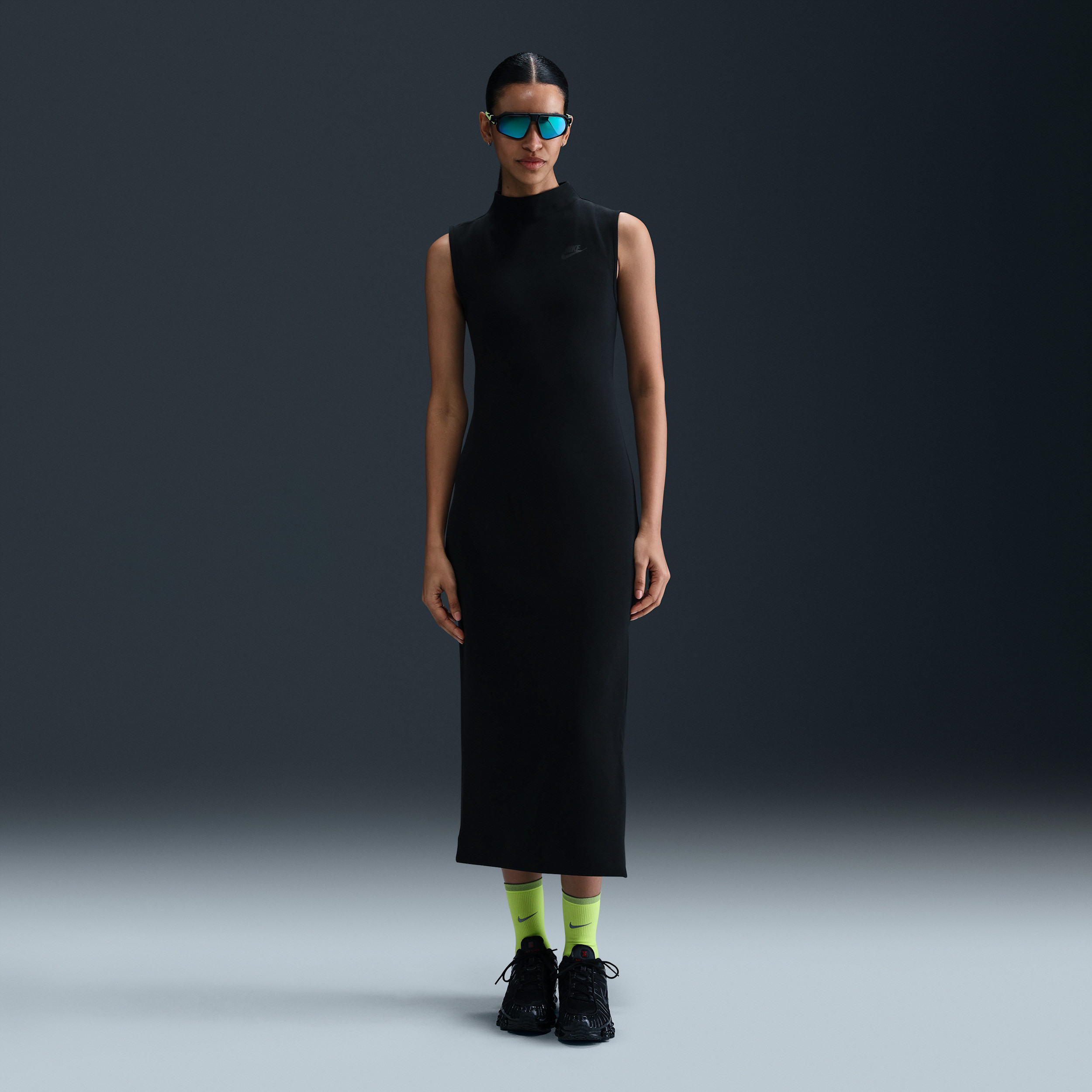 Women's Nike Sportswear Tech Fleece Slim Maxi Tank Top Dress in Black | HJ1385-010 | Nike (US)