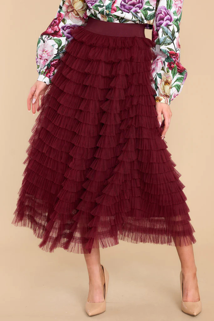 Good Luck Charm Burgundy Skirt | Red Dress 