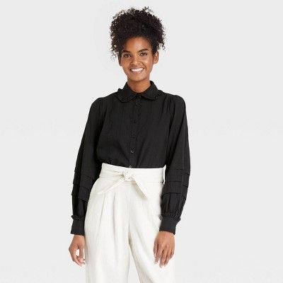 Women's Bishop Long Sleeve Button-Down Shirt - Who What Wear™ | Target