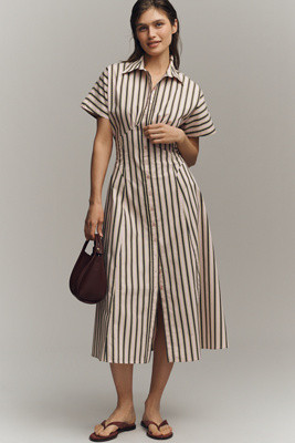 Exquise Raina Short-Sleeve Midi Shirt Dress | Anthropologie (US)