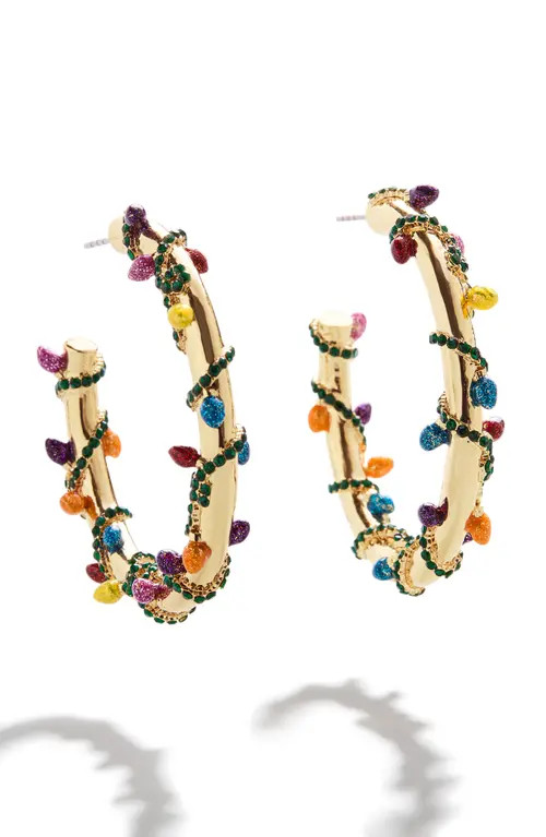 BaubleBar Christmas Lights Wrapped Hoop Earrings in Multi at Nordstrom | Nordstrom