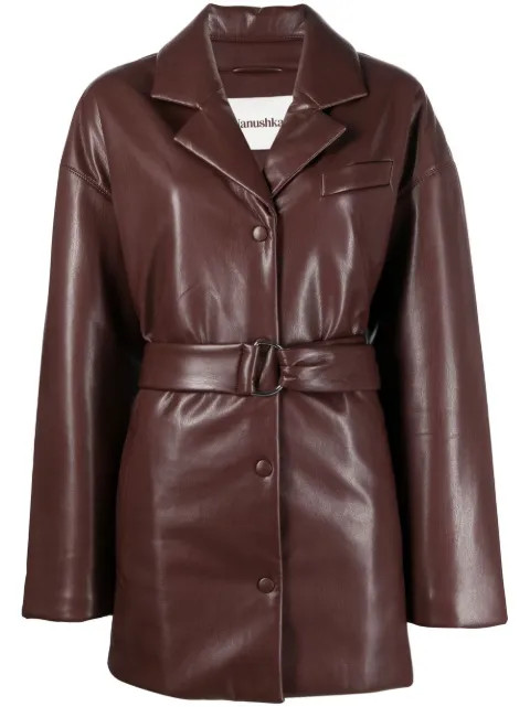 Nanushka Belted faux-leather Blazer - Farfetch | Farfetch Global